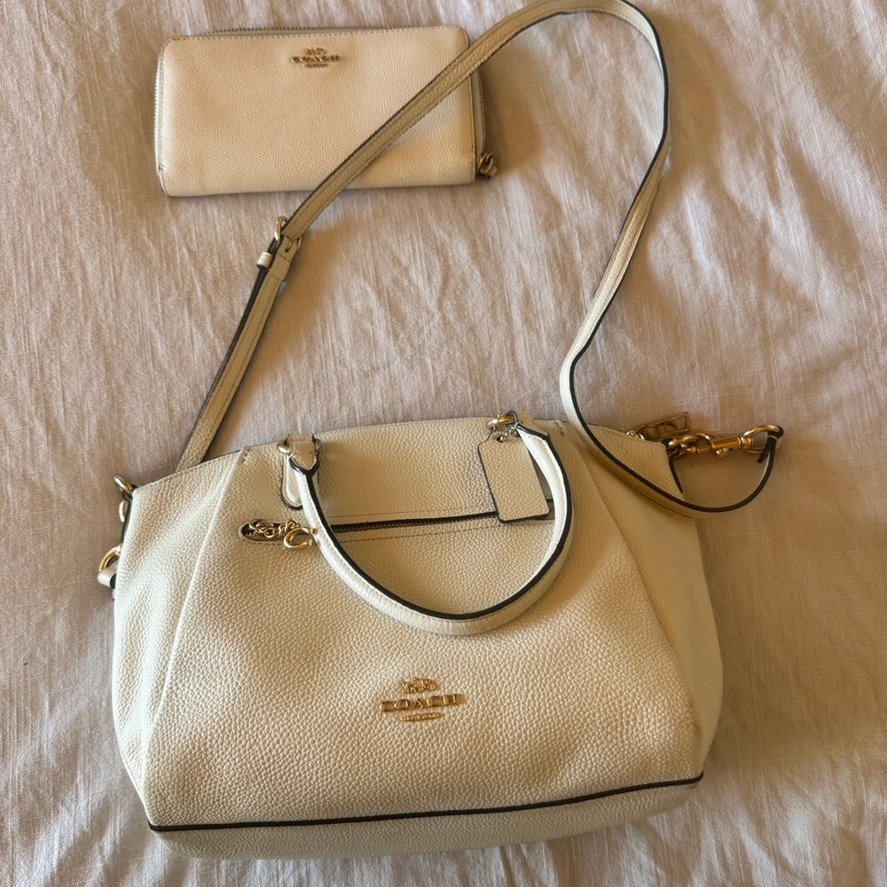 Coach Polished Pebble Leather Elise Small Satchel with Matching Wallet